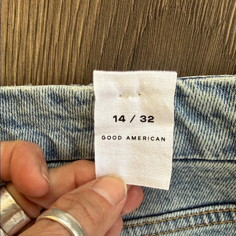 Good American Light Blue Distressed Straight Leg Jeans good boy new with tags - Picture 5 of 8
